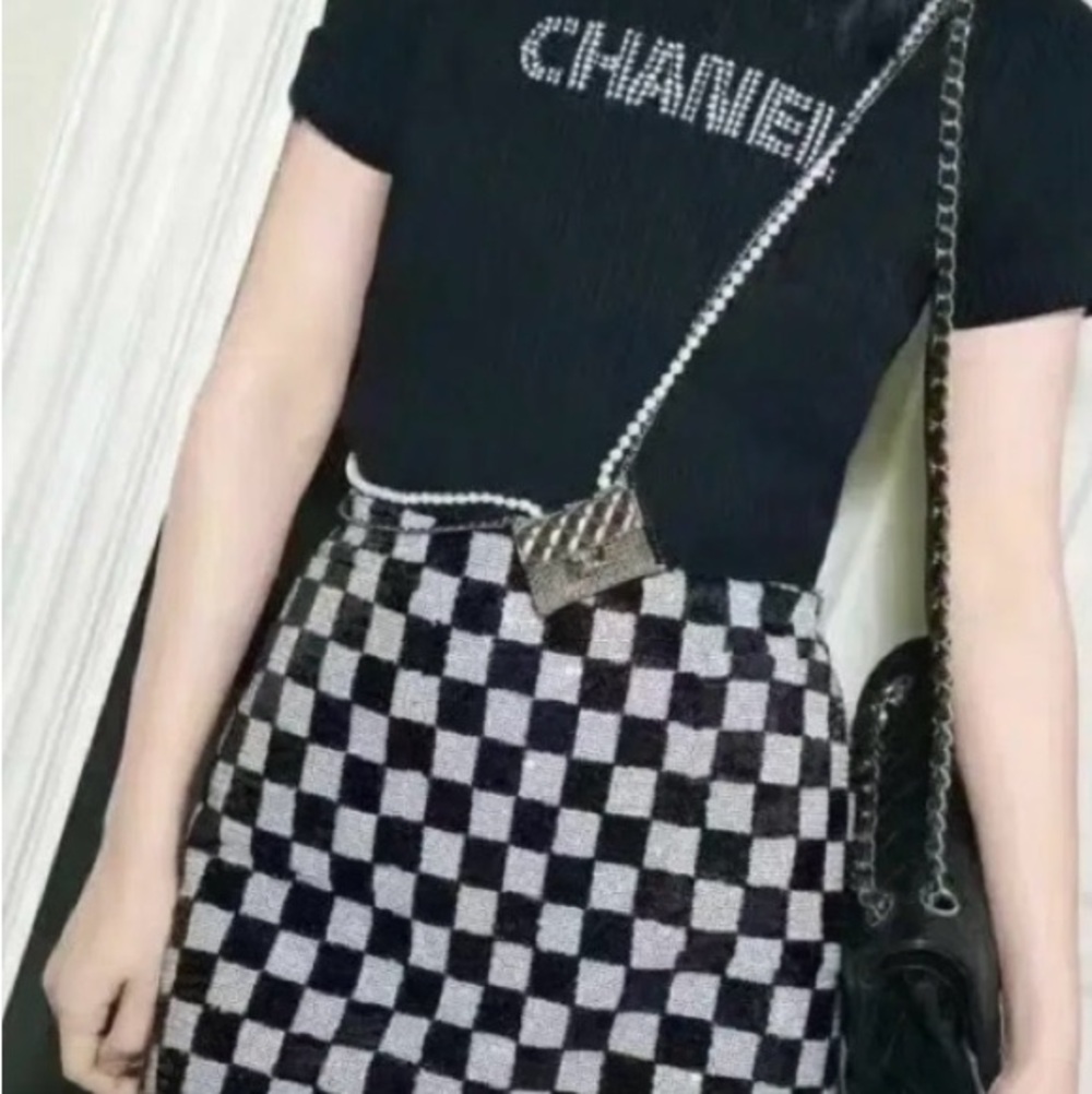 Small art class Black and White Checkerboard Mini Skirt
